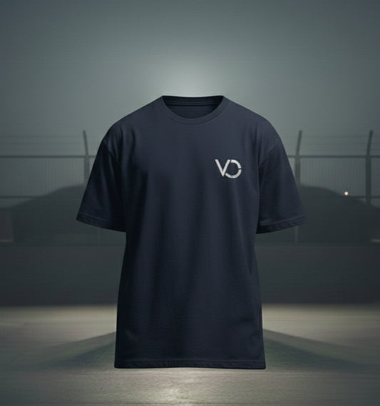 Voidverse signature oversized dark navy blue T-shirt